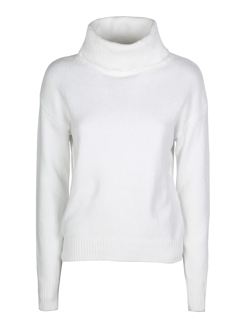Maglia dolcevita da donna in ciniglia - bianco