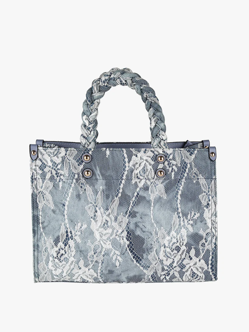 Borsetta da donna in jeans con pizzo - blu