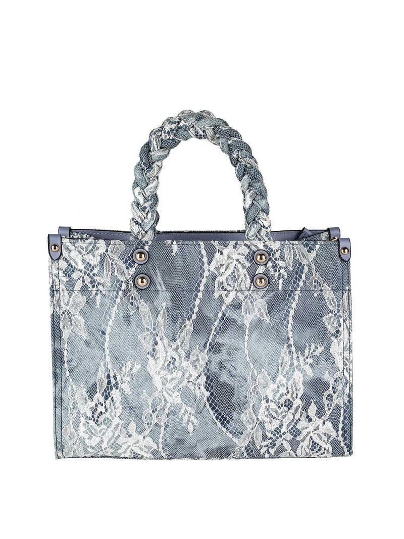 Borsetta da donna in jeans con pizzo - blu