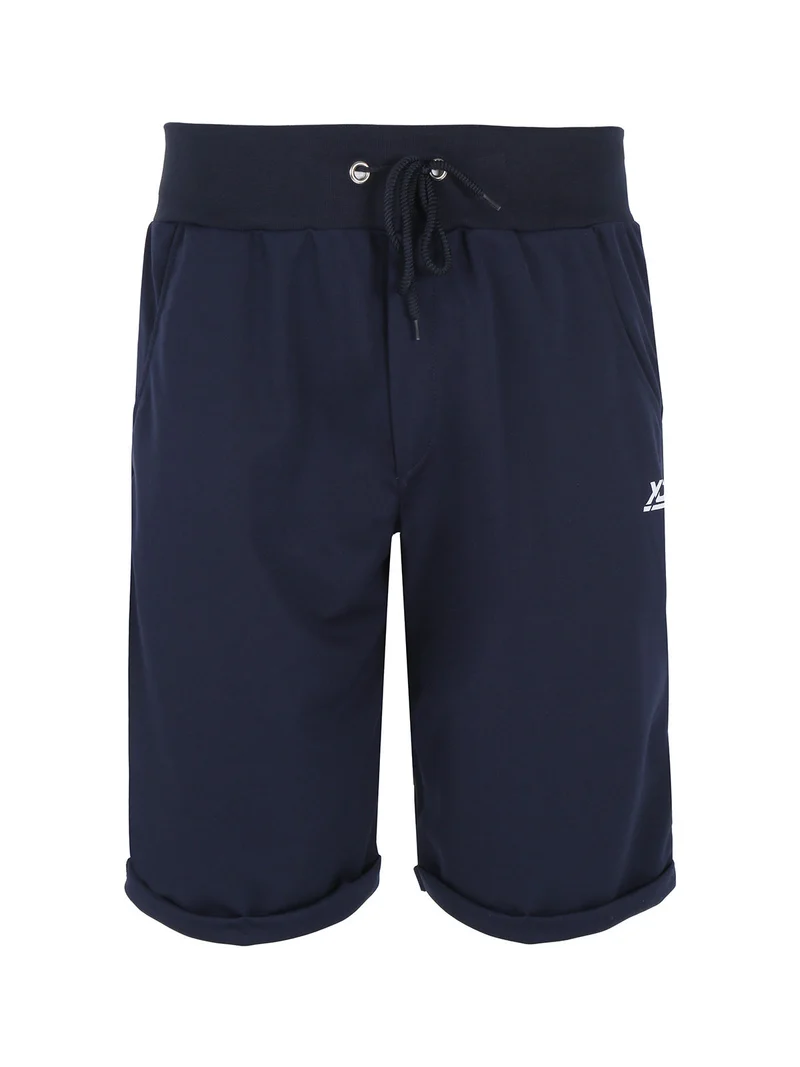 Bermuda da uomo in felpa di cotone - blu scuro