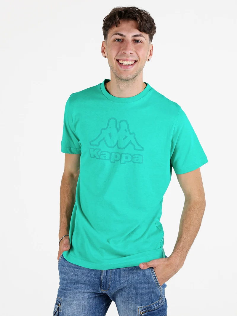 T-shirt uomo in cotone con logo - acqua marina