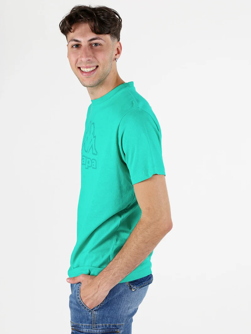 T-shirt uomo in cotone con logo - acqua marina