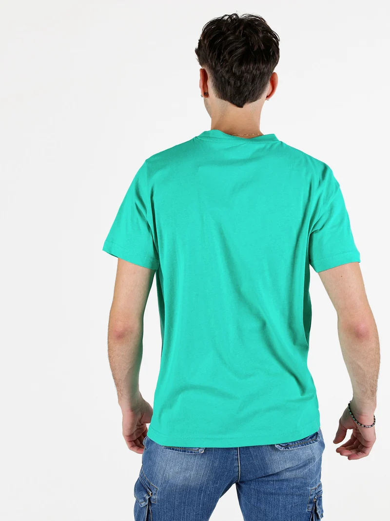 T-shirt uomo in cotone con logo - acqua marina