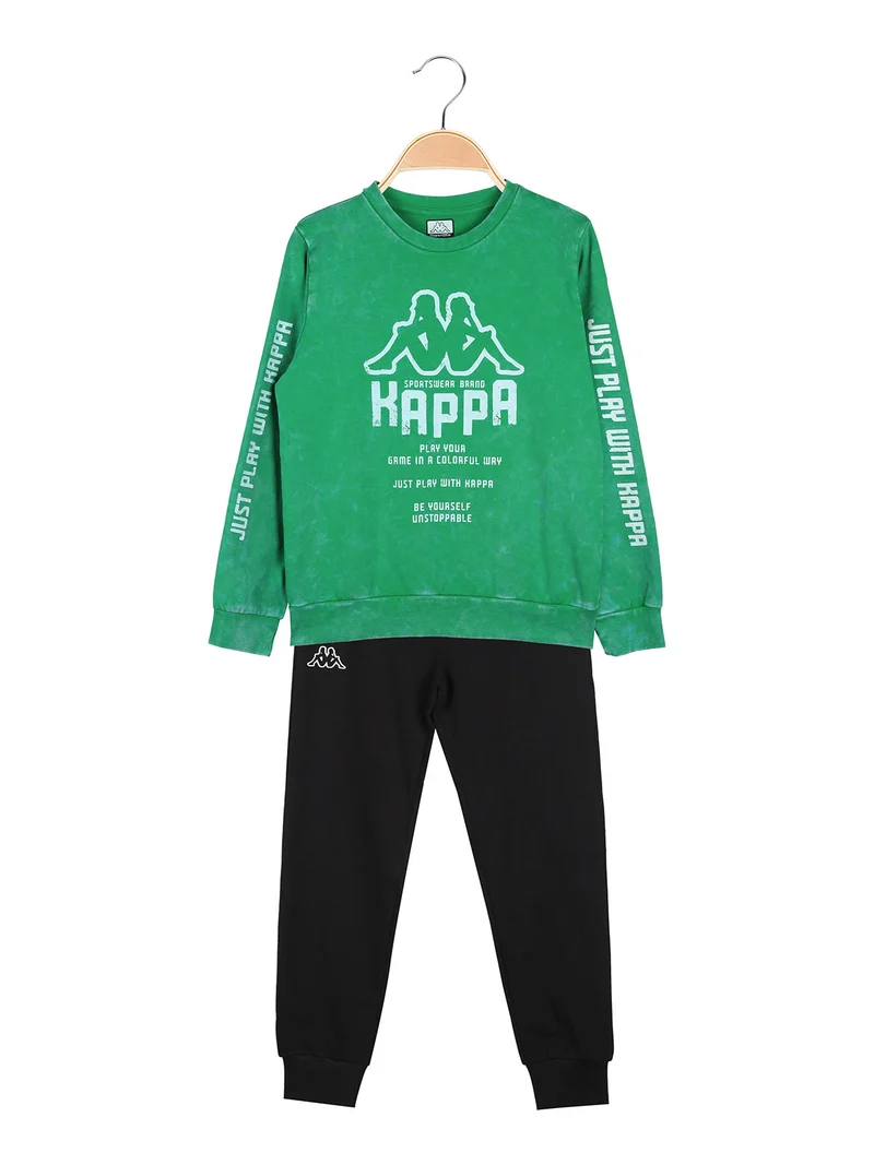 Completo tuta 2 pezzi da bambino girocollo con logo - verde