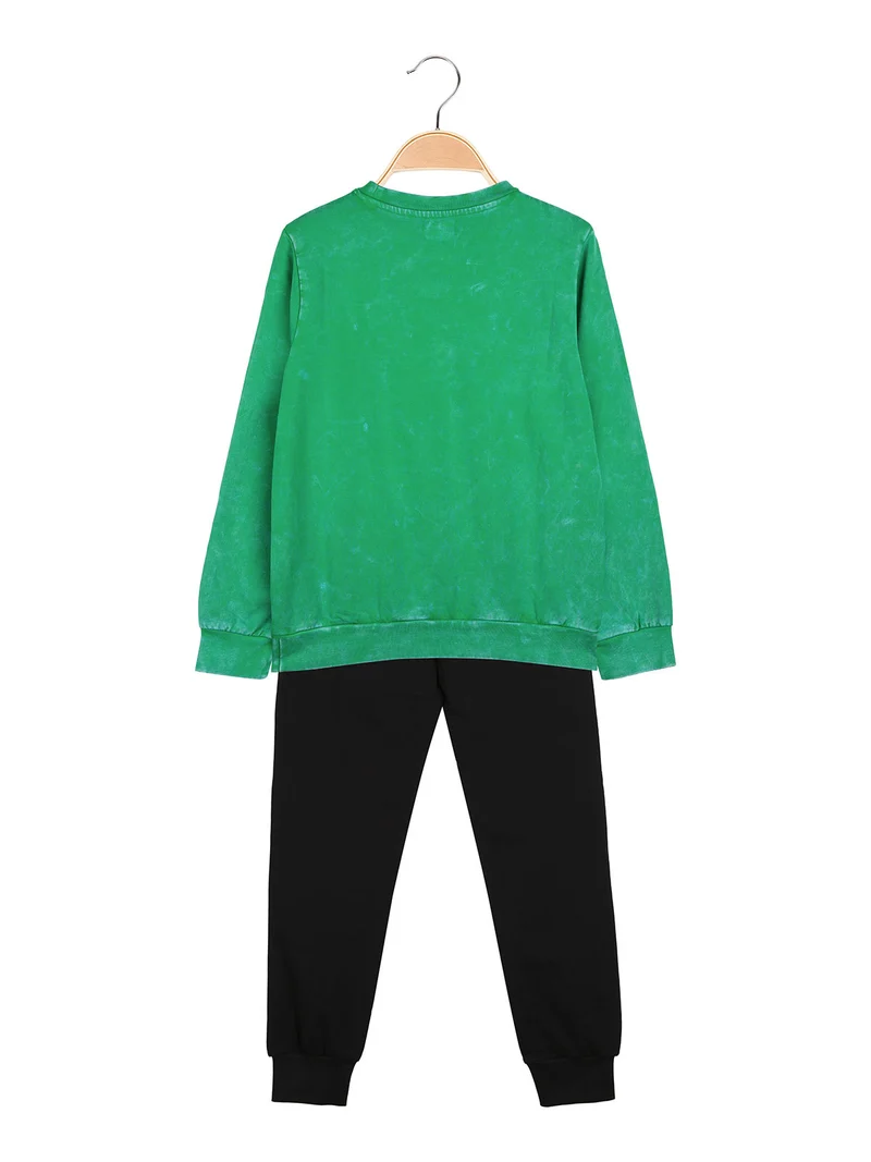 Completo tuta 2 pezzi da bambino girocollo con logo - verde