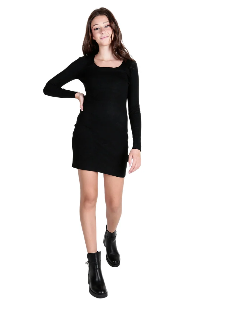 Vestito donna in maglia a maniche lunghe - nero