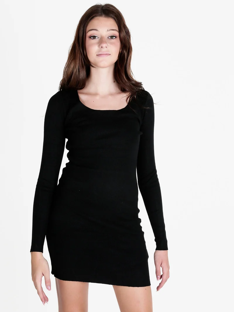 Vestito donna in maglia a maniche lunghe - nero