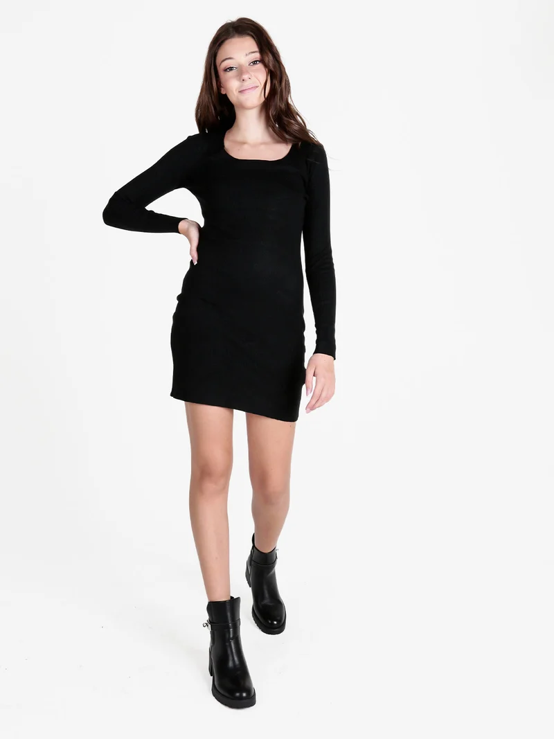 Vestito donna in maglia a maniche lunghe - nero