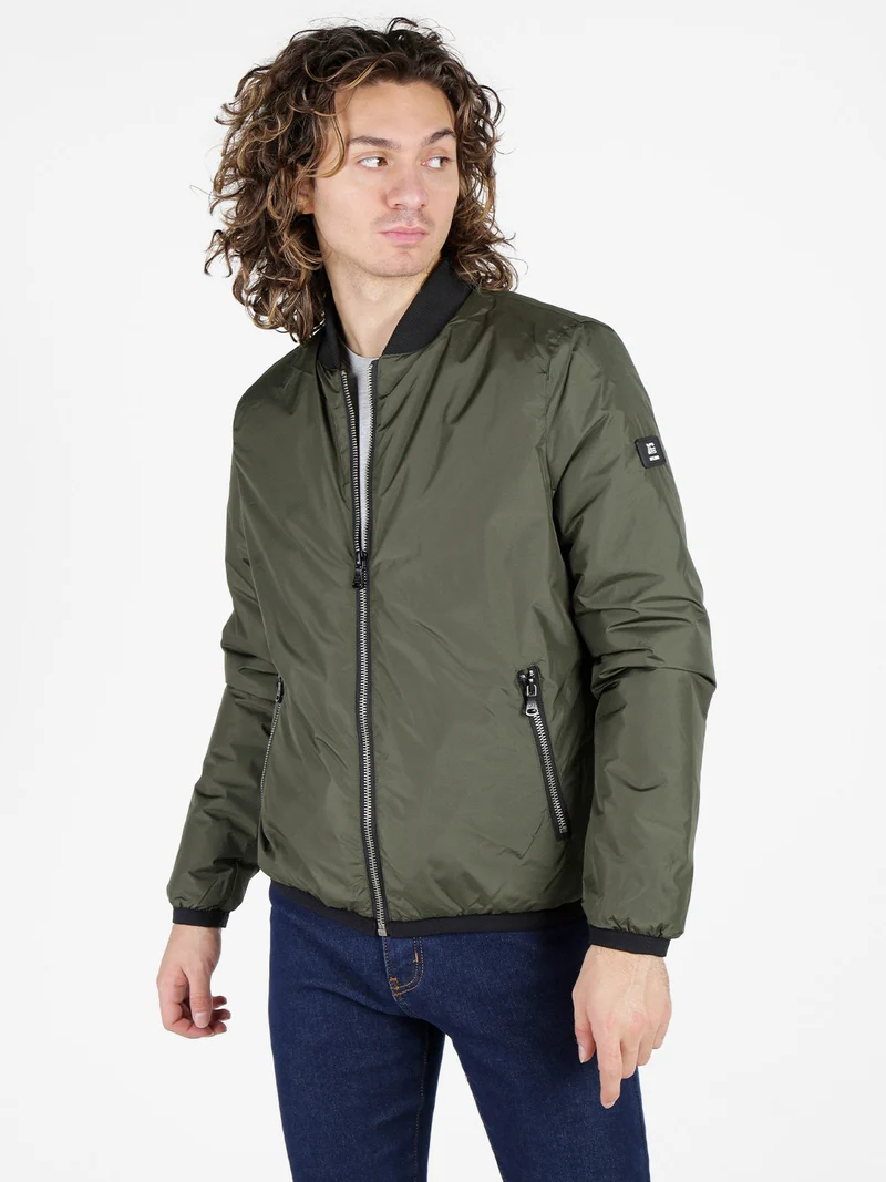 Giubbino da uomo bomber con zip - verde