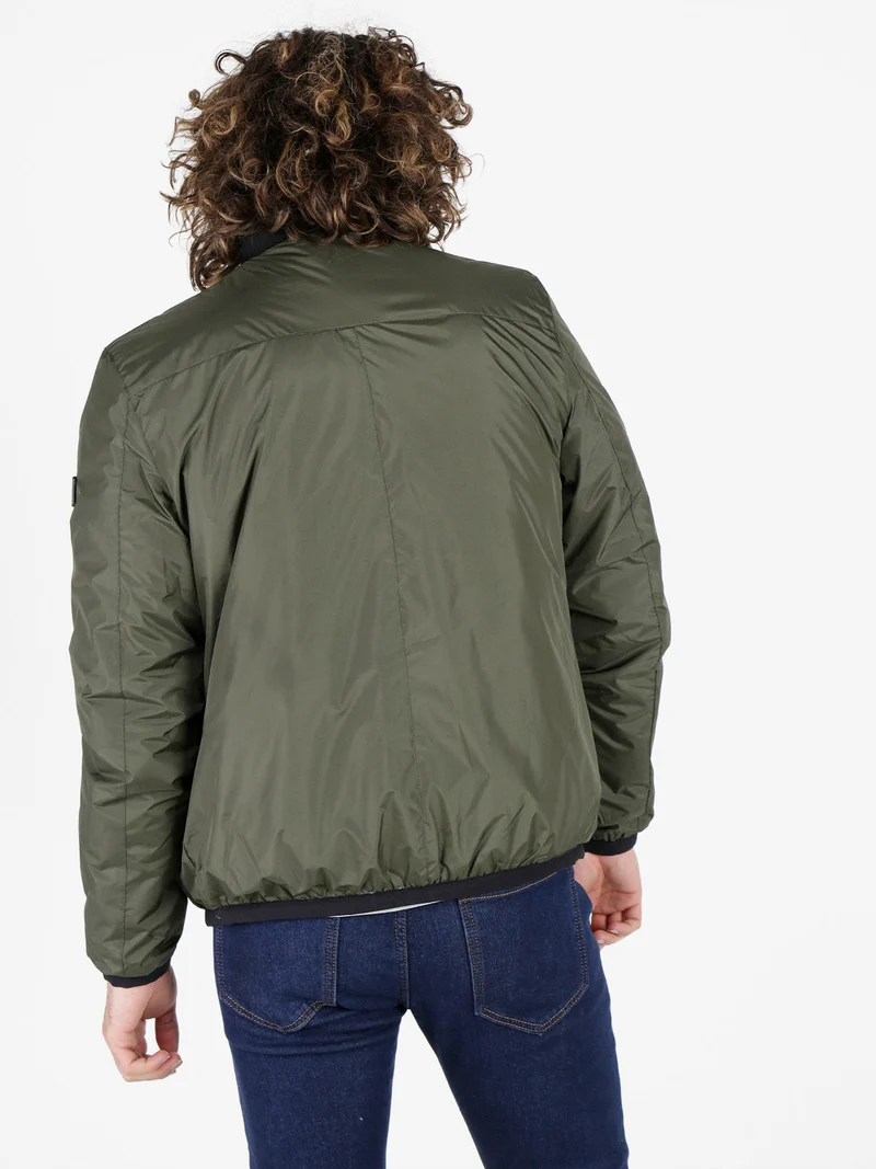 Giubbino da uomo bomber con zip - verde