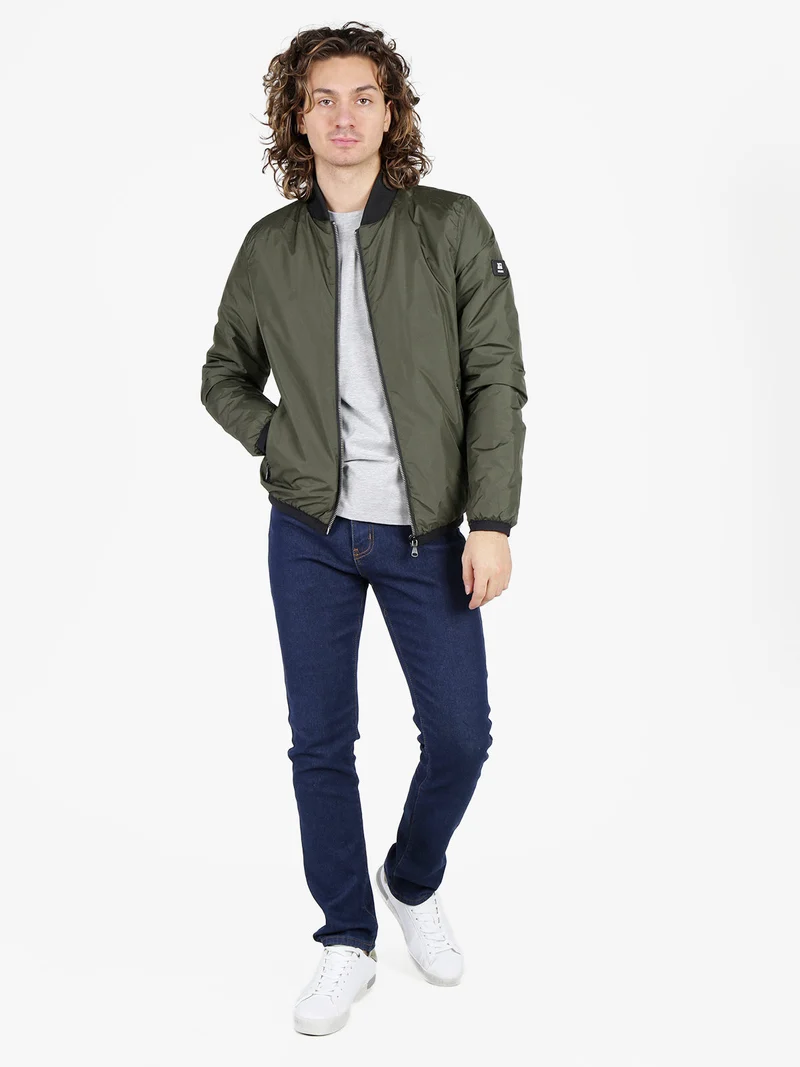 Giubbino da uomo bomber con zip - verde