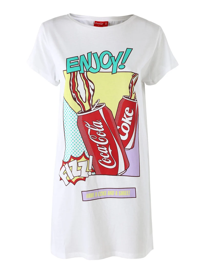 Cherry-Coke maxi t-shirt donna in cotone a maniche corte con stampa disegno - verde