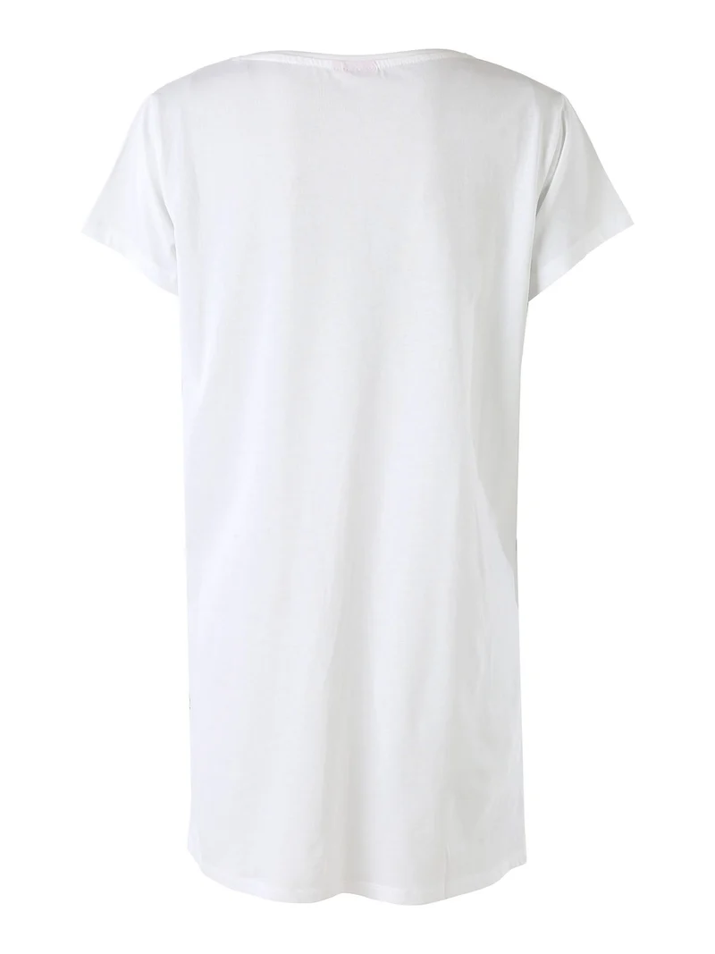 Cherry-Coke maxi t-shirt donna in cotone a maniche corte con stampa disegno - verde