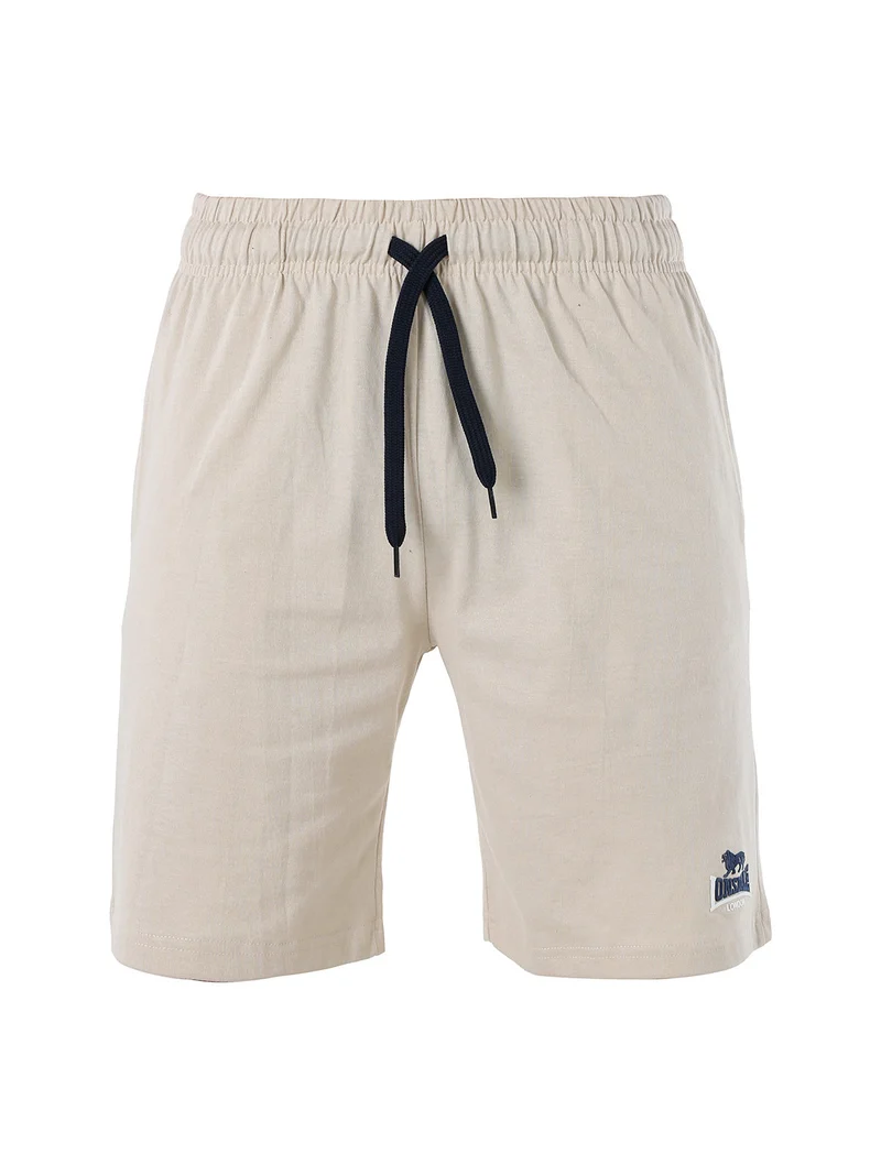 Bermuda sportivi da uomo in misto cotone con coulisse e logo - beige