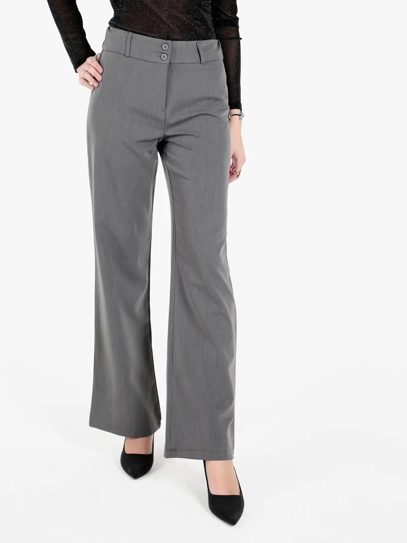 Pantaloni casual da donna a vita alta - grigio