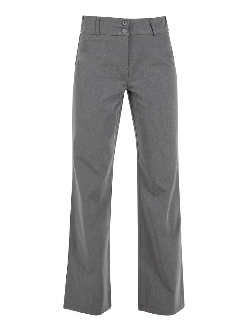 Pantaloni casual da donna a vita alta - grigio