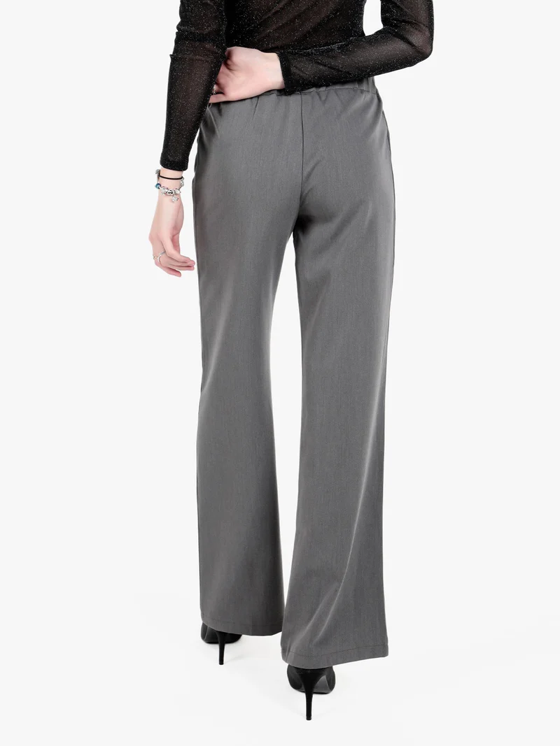 Pantaloni casual da donna a vita alta - grigio