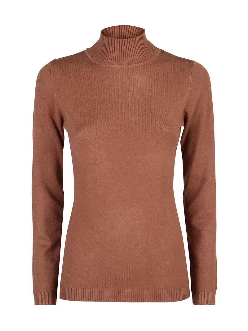 Maglia donna a lupetto - cuoio