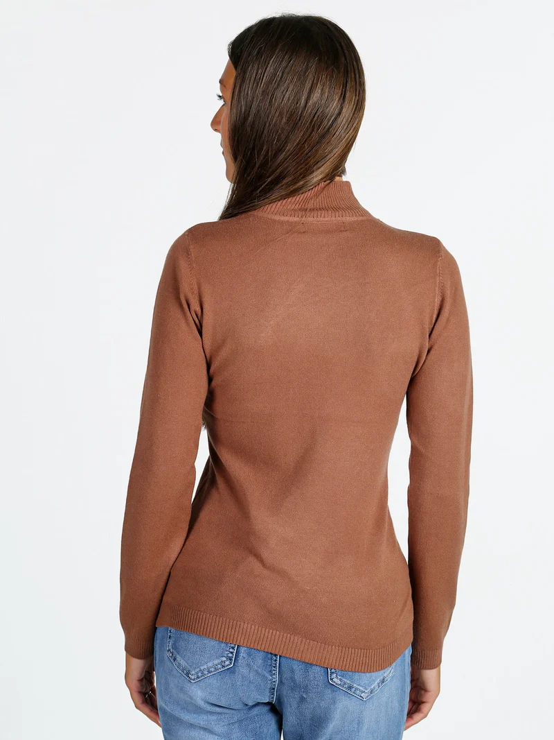 Maglia donna a lupetto - cuoio
