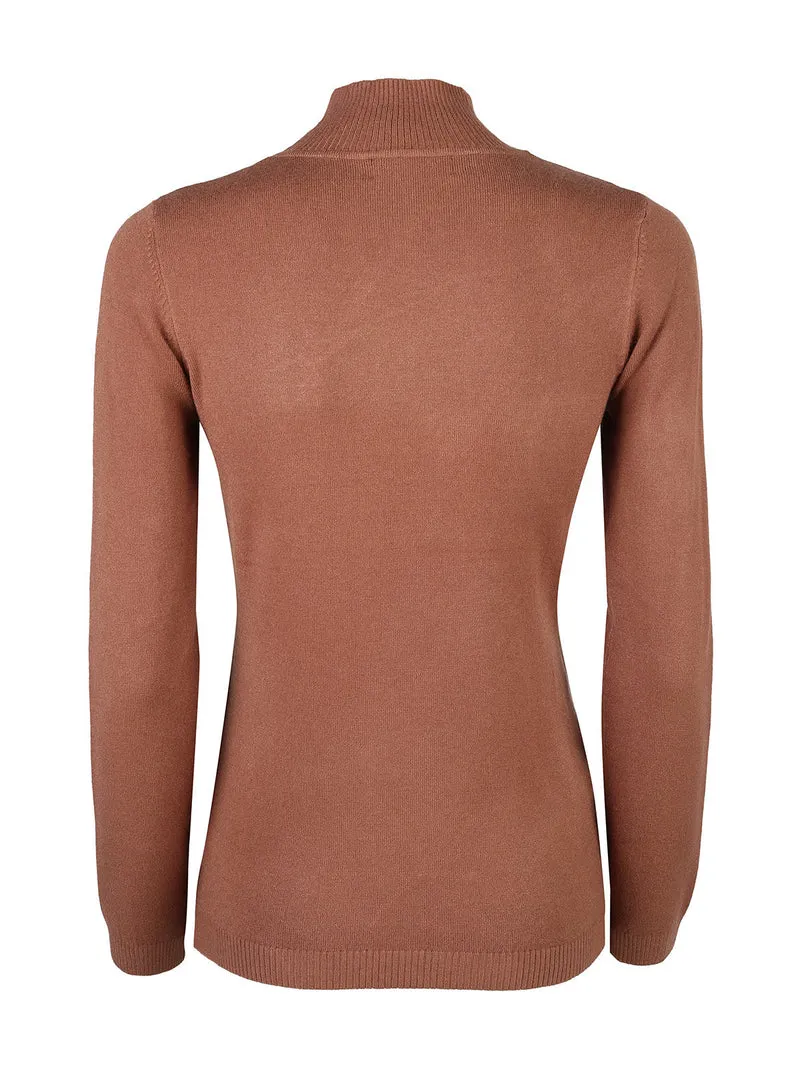 Maglia donna a lupetto - cuoio