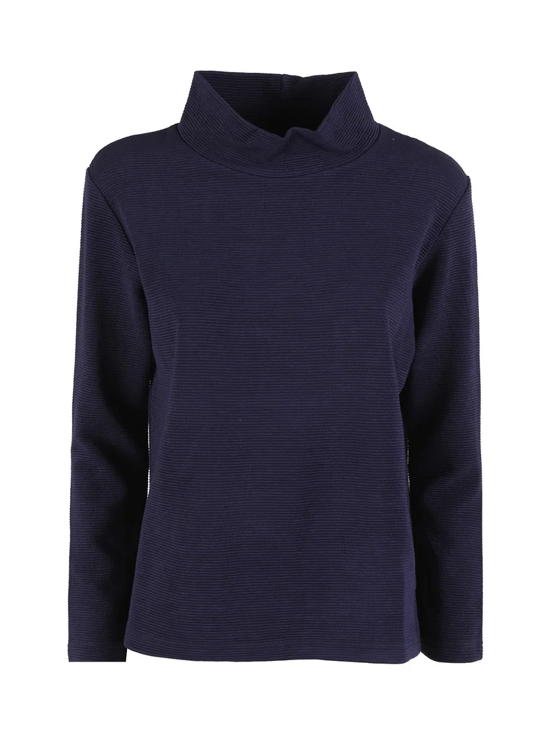 Maglia donna a maniche lunghe accollata - blu scuro