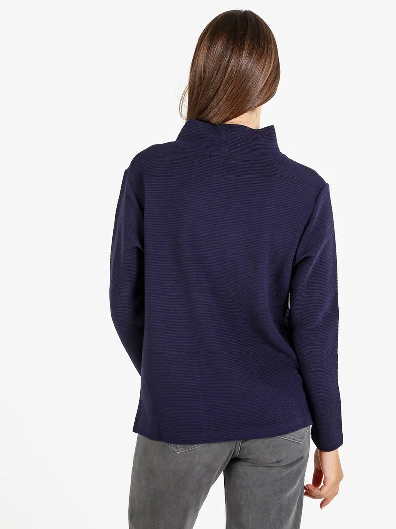 Maglia donna a maniche lunghe accollata - blu scuro