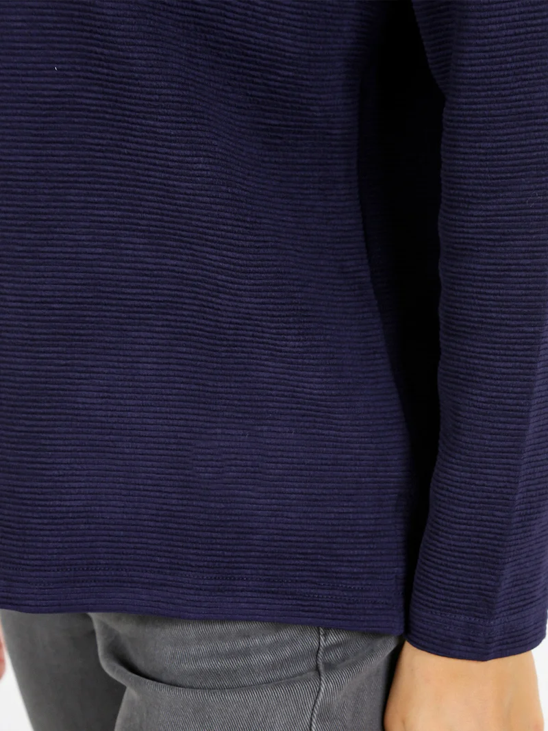 Maglia donna a maniche lunghe accollata - blu scuro
