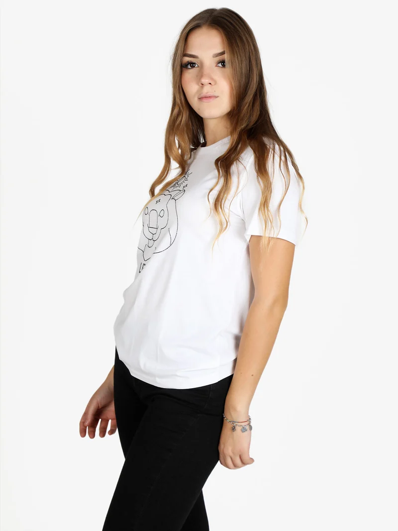 T-shirt manica corta donna segno zodiacale Leone - bianco
