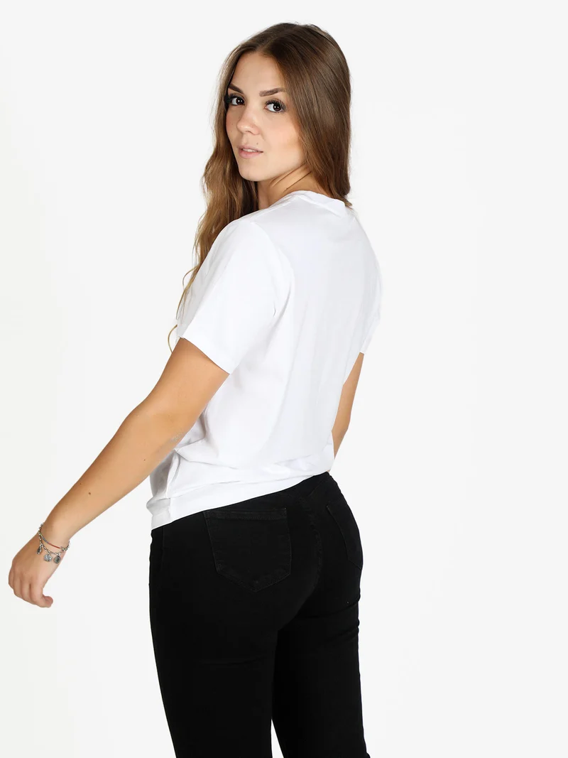 T-shirt manica corta donna segno zodiacale Leone - bianco