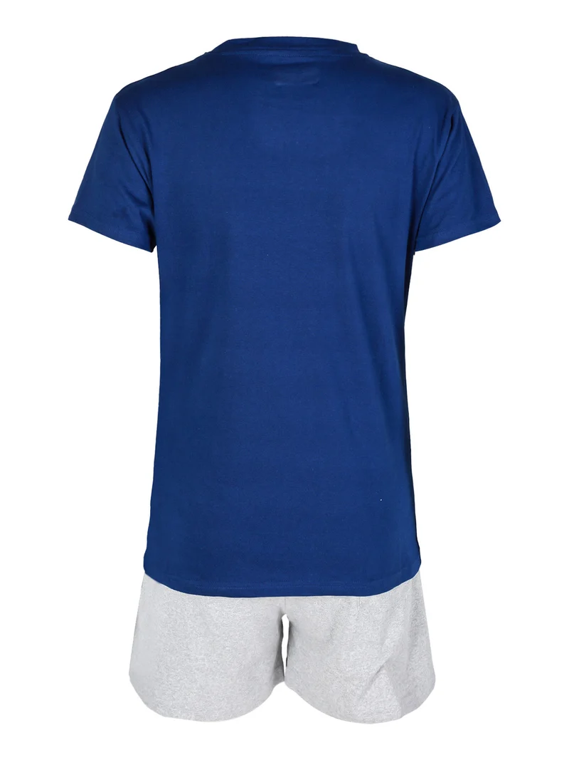 Pigiama corto da donna in cotone - blu scuro