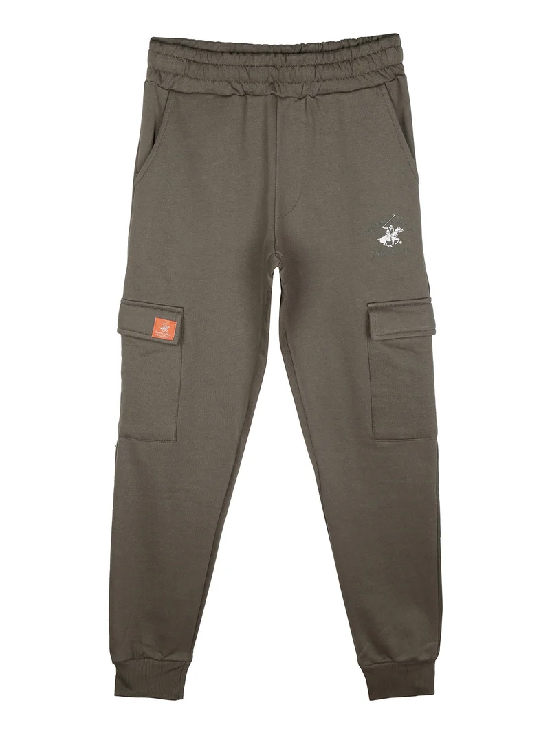 Pantaloni tuta da bambino con tasconi laterali e polsini - militare