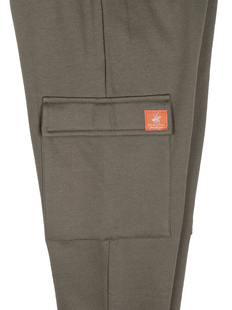 Pantaloni tuta da bambino con tasconi laterali e polsini - militare