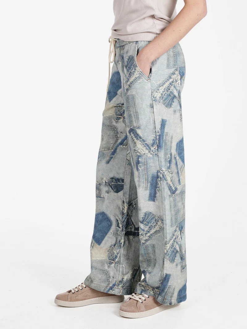 Jeans donna a gamba larga con coulisse - jeans