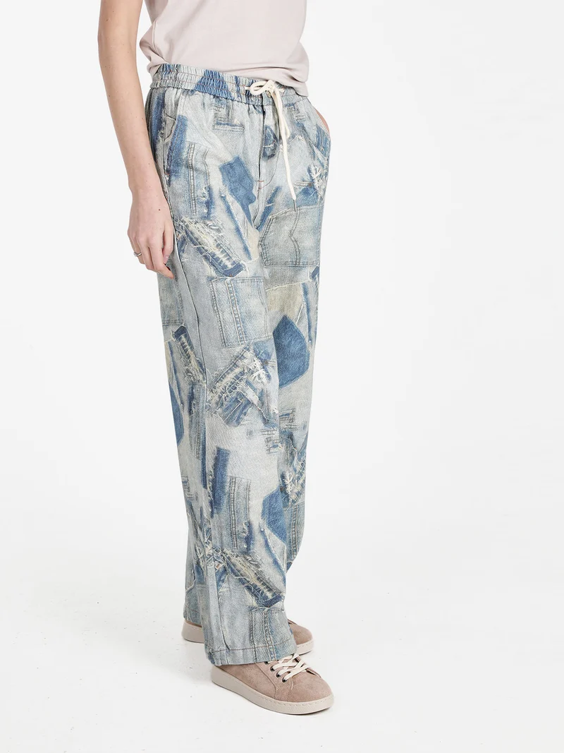 Jeans donna a gamba larga con coulisse - jeans