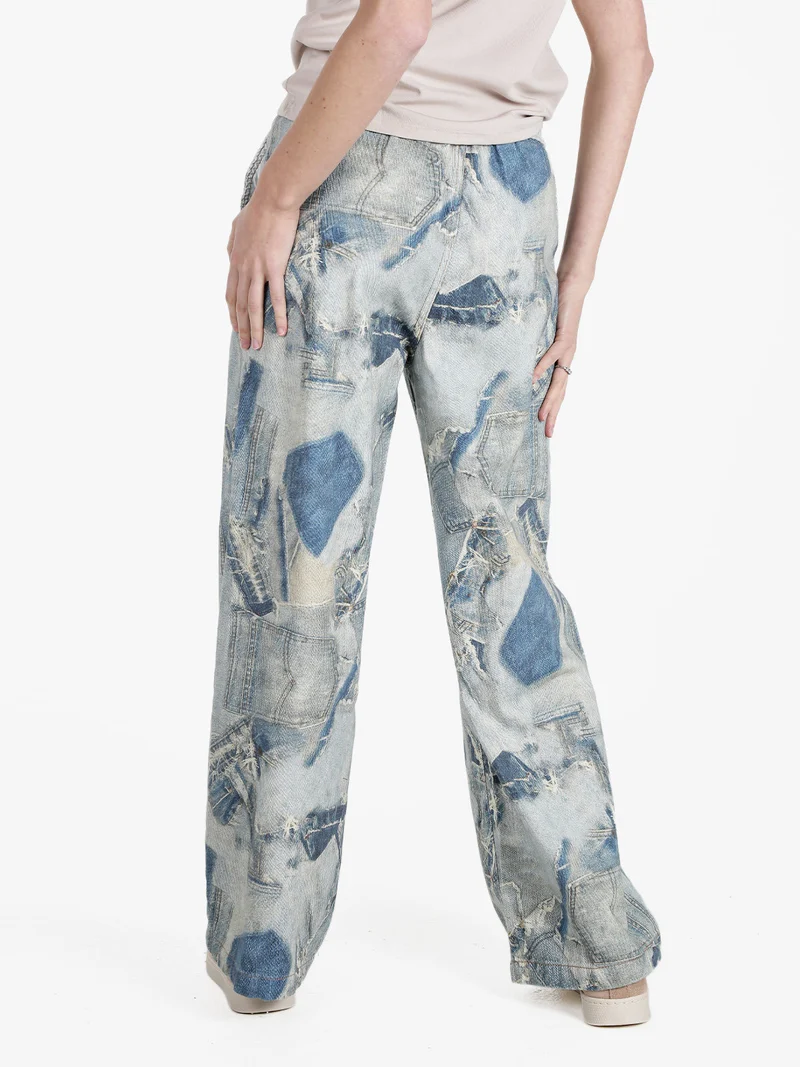Jeans donna a gamba larga con coulisse - jeans