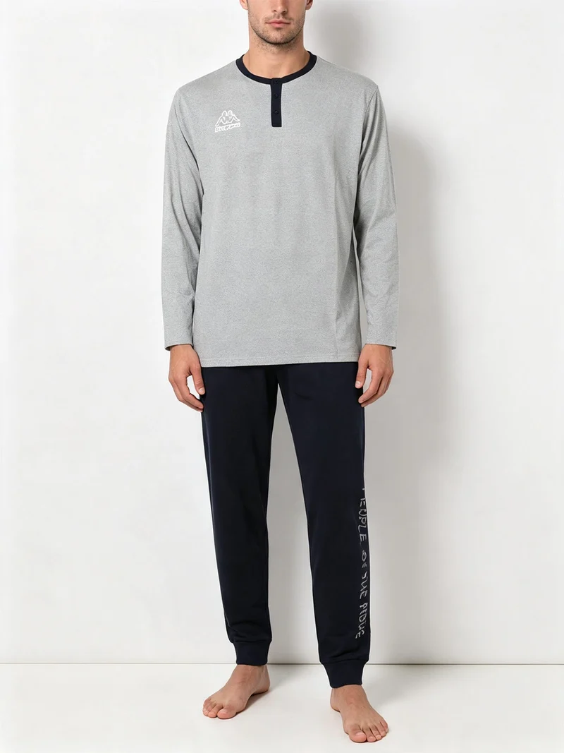 Pigiama lungo da uomo in cotone - grigio