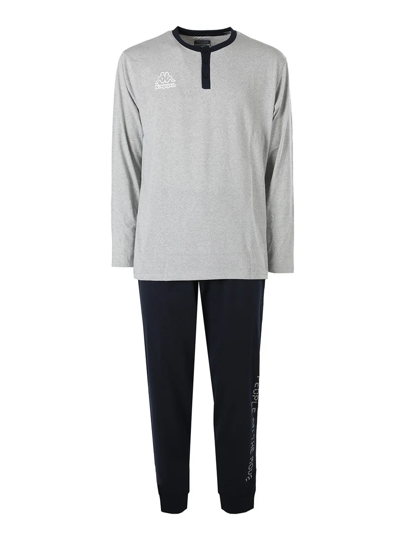 Pigiama lungo da uomo in cotone - grigio