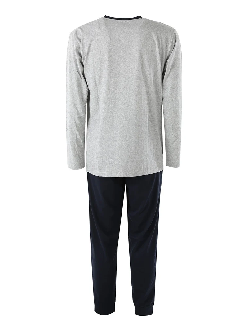 Pigiama lungo da uomo in cotone - grigio