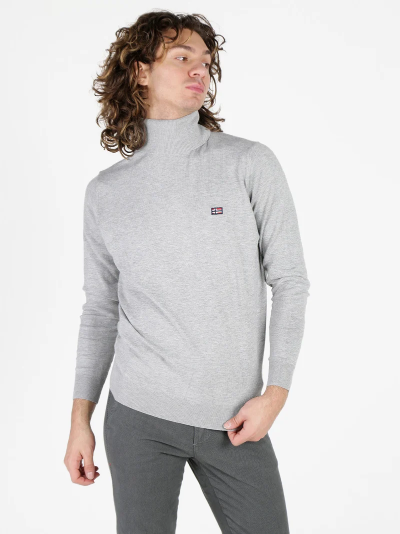 Dolcevita da uomo in maglia - grigio chiaro