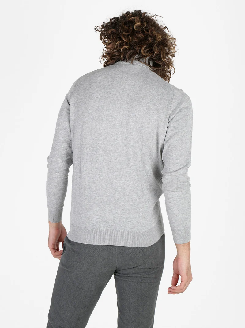 Dolcevita da uomo in maglia - grigio chiaro