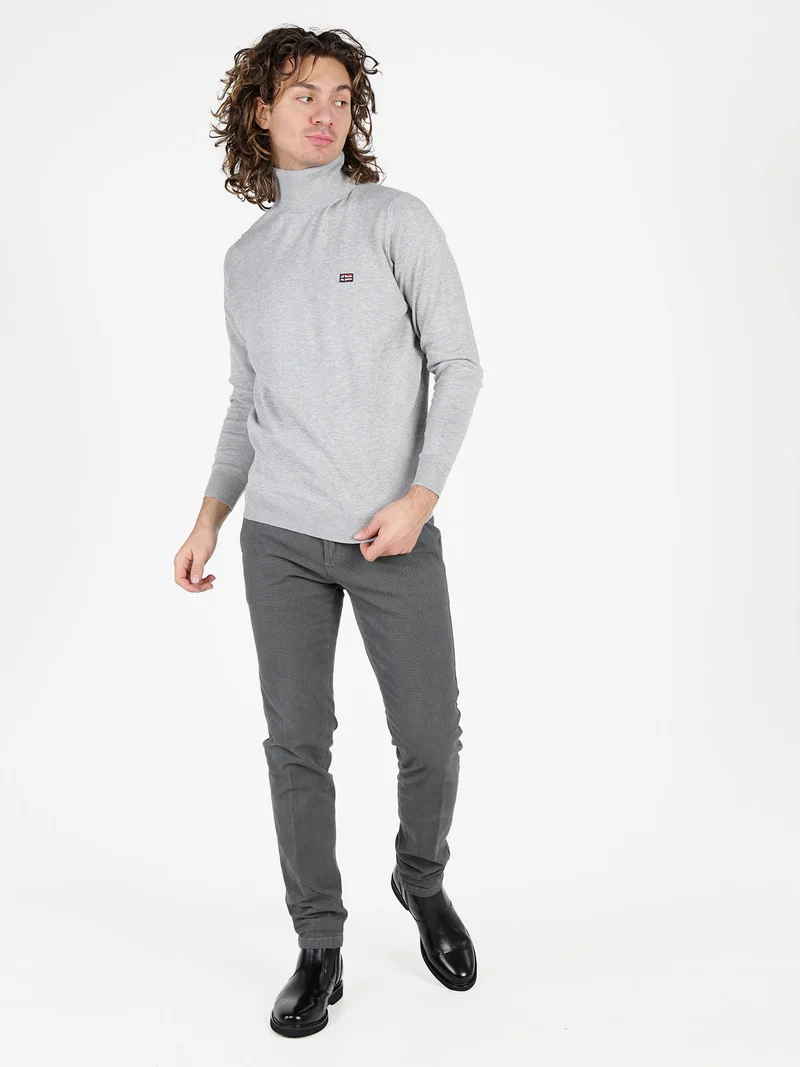 Dolcevita da uomo in maglia - grigio chiaro