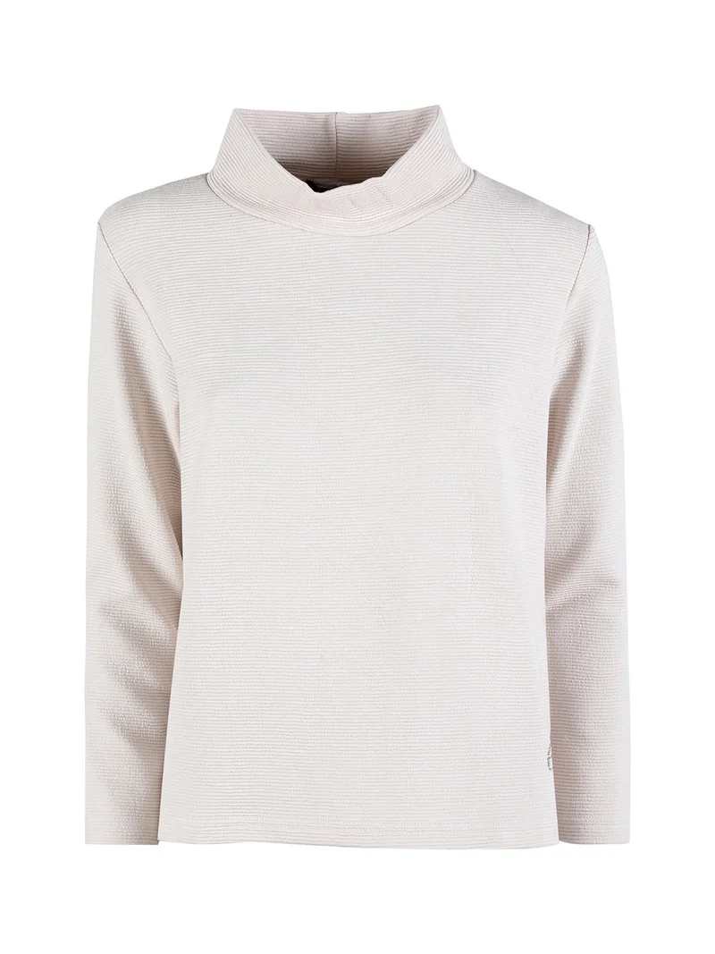 Maglia donna a maniche lunghe accollata - panna