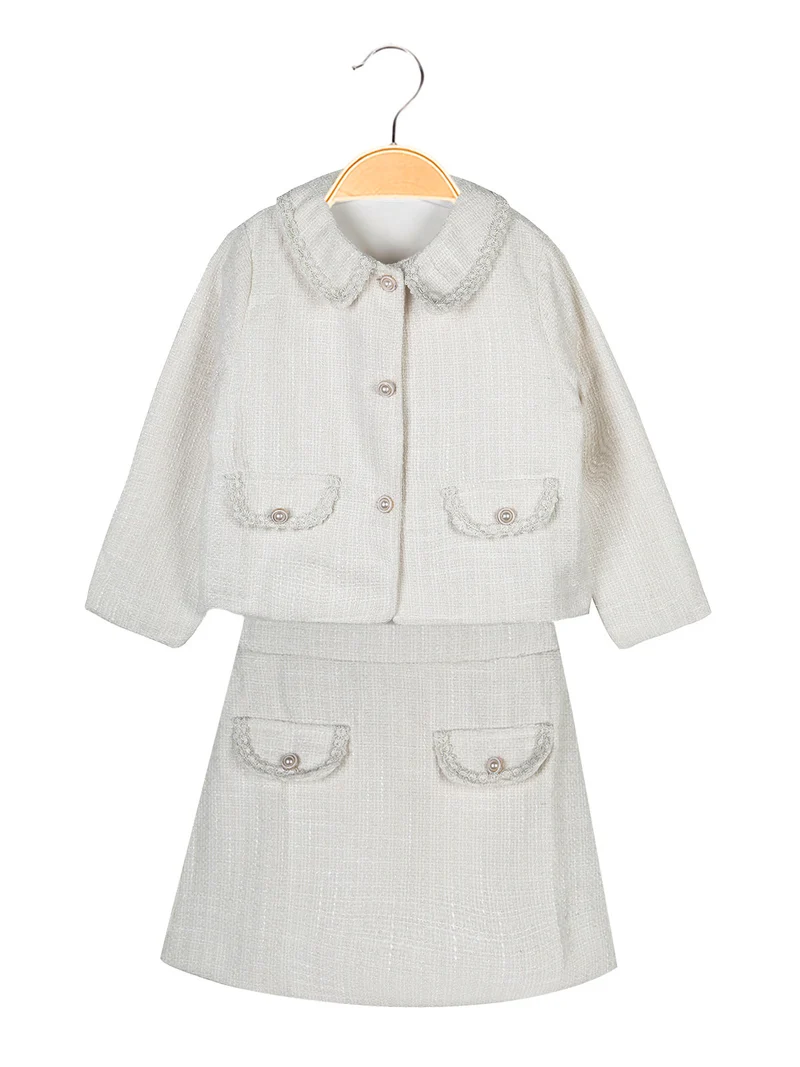 Completo 3 pezzi elegante da bambina - bianco