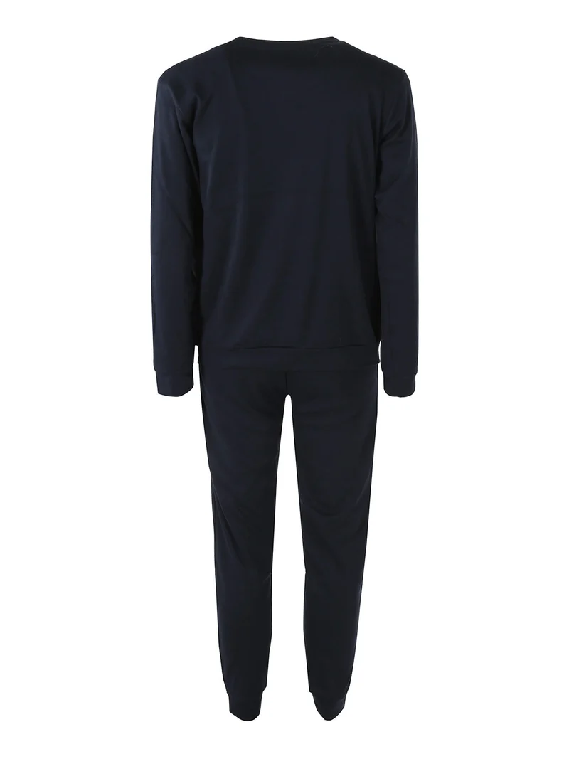 Pigiama uomo in misto cotone interlock con logo - blu scuro