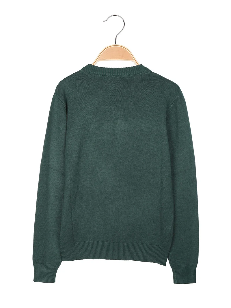 Pullover da bambino girocollo in maglia - verde