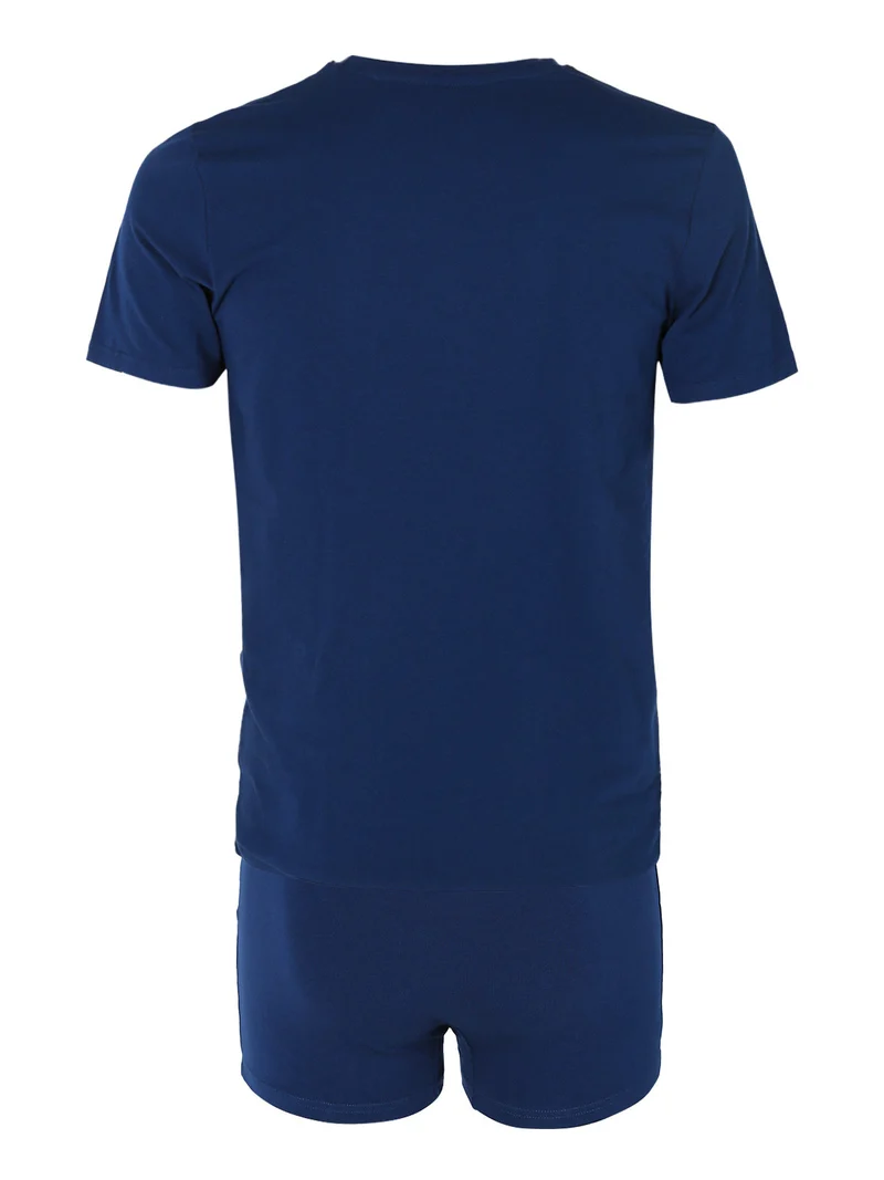 Coordinato intimo da uomo con t-shirt girocollo e boxer - blu