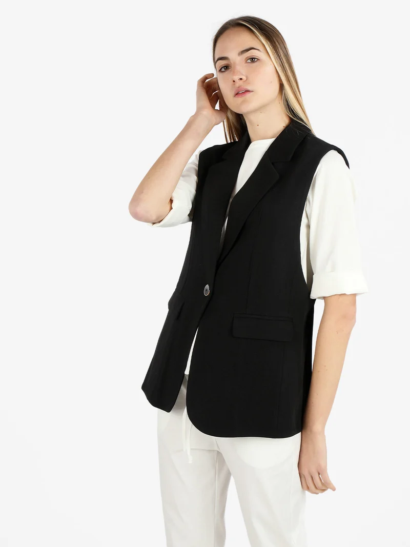 Gilet lungo da donna - nero
