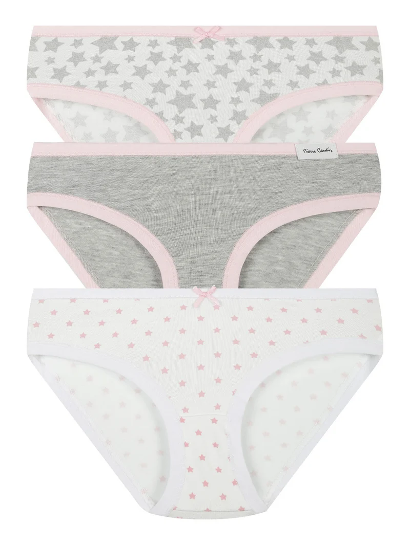 Tris di slip da bambina in cotone - grigio