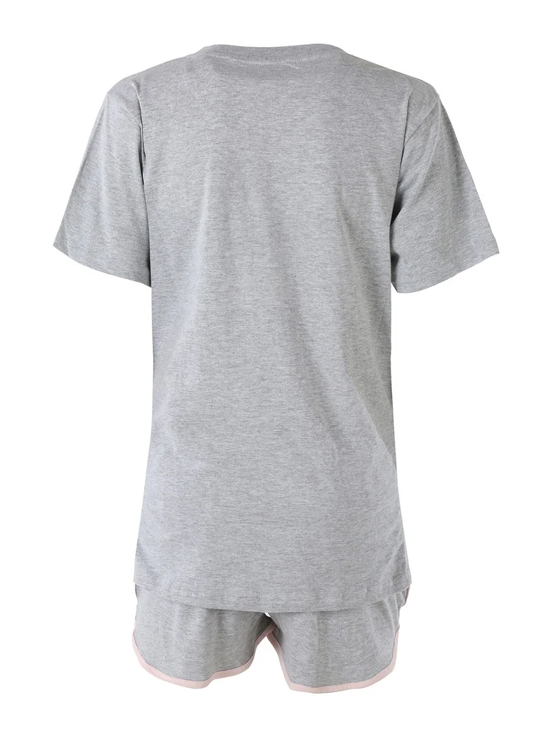 Pigiama corto da donna in cotone - grigio
