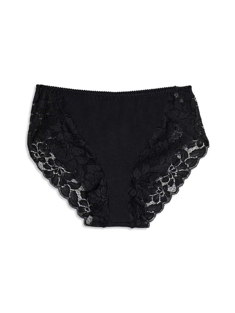 Slip midi donna in pizzo - nero